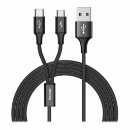 کابل تبدیل 1.2 متری USB به Type-C/Micro USB بیسوس CAMT-ASU01