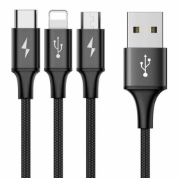 کابل تبدیل 1.2 متری USB به Lightning - Micro USB - Type-C  بیسوس CAMLT-SU01