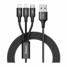 کابل تبدیل 1.2 متری USB به Lightning - Micro USB بیسوس CAMLL-SU01